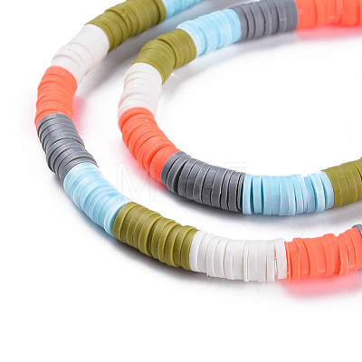 Fixed 5 Color Handmade Polymer Clay Bead Strands CLAY-S096-029F-1