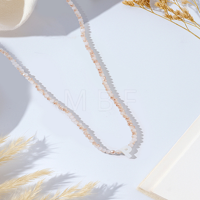 1Pc Glass Rondelle Beaded Necklaces NJEW-LP0007-23P-1