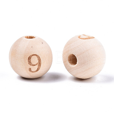 Unfinished Natural Wood European Beads WOOD-S045-141A-9-1