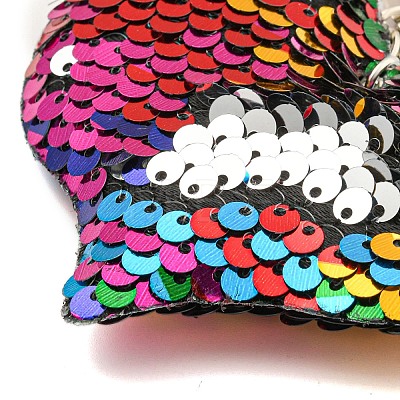 PVC Reflective Sequin Heart Pendant Keychain KEYC-L033-01P-04-1