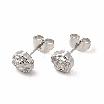 304 Stainless Steel Flower Stud Earrings for Women EJEW-C004-10P-1