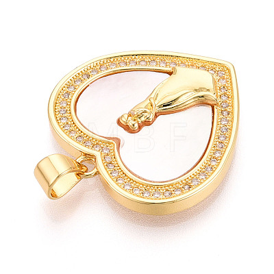 Brass Micro Pave Clear Cubic Zirconia Pendants KK-N268-25G-1