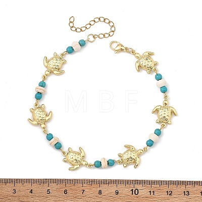 Ocean Dyed Synthetic Turquoise Beads & 304 Stainless Steel Link Chain Anklets GG-AJEW-AN00833-02-1