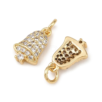 Christmas Brass Micro Pave Cubic Zirconia Charms KK-L255-18G-07-1