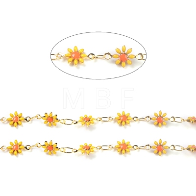 Handmade Brass Enamel Link Chains CHC-I035-13G-05-1