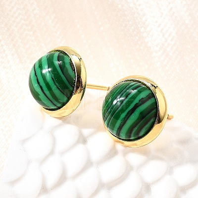Brass Half Round Stud Earrings EJEW-Z124-02G-1