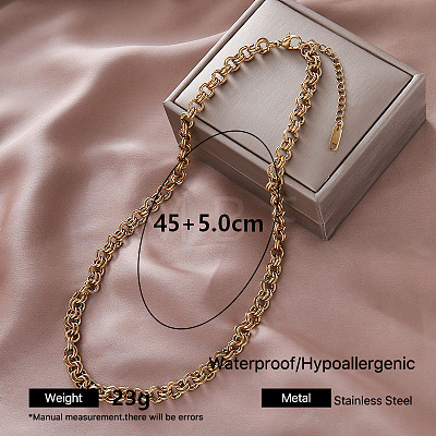 European 304 Stainless Steel Double Link Chain Necklaces for Women OE0950-4-1