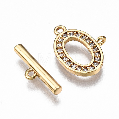 Brass Micro Pave Clear Cubic Zirconia Toggle Clasps KK-T063-97G-NF-1
