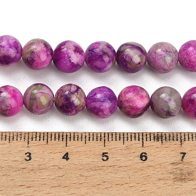 Dyed Natural White JadeImitation Charoite Smooth Round Beads Strands GG-CBA3334-A01-8mm-A-1