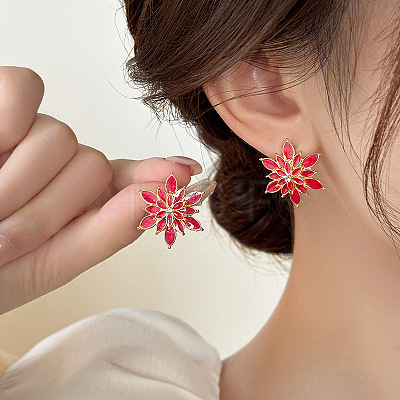 Alloy Enamel Stud Earrings WG34768-01-1