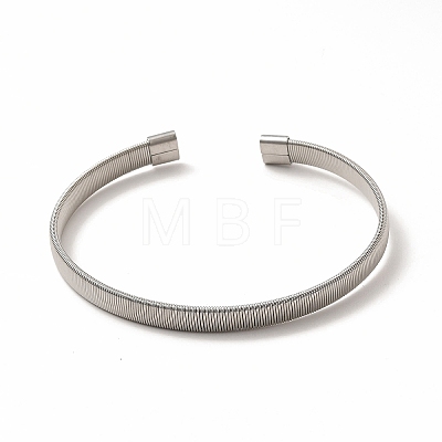 304 Stainless Steel Flat Snake Chains Shape Open Cuff Bangle for Women BJEW-C033-03P-1