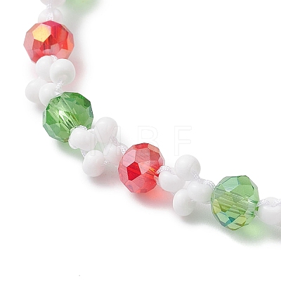 Christmas Handmade Glass Seed & Glass Braided Bead Bracelet BJEW-MZ00249-02-1