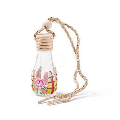 Empty Glass Perfume Bottle Pendants HJEW-A003-03-1