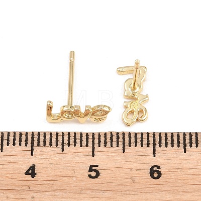 Brass Stud Earrings EJEW-P346-02A-G-1