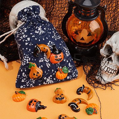 Gorgecraft 40Pcs 4 Styles Halloween Theme Opaque Resin Cabochons RESI-GF0001-09-1