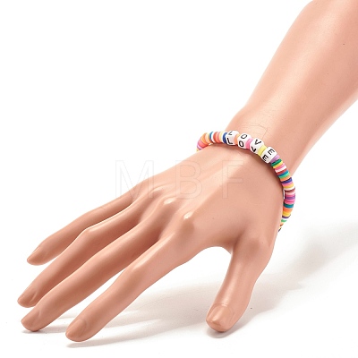 Love Word Acrylic Beads Stretch Bracelet BJEW-JB07307-1