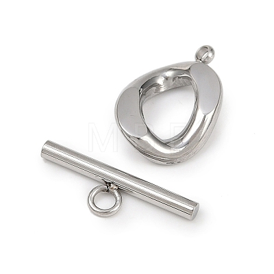 Oval 304 Stainless Steel Toggle Clasps STAS-L022-537P-1
