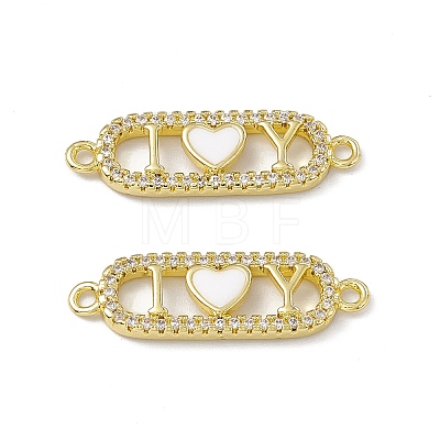 Rack Plating Brass Micro Pave Clear Cubic Zirconia Connector Charms ZIRC-I061-02G-1