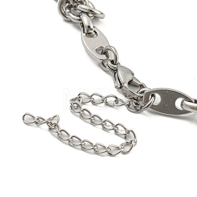 304 Stainless Steel Oval Link Chains Bracelets for Men & Women BJEW-D042-19P-1