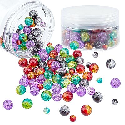 Spray Painted Crackle Glass Beads Strands CCG-NB0001-02-1