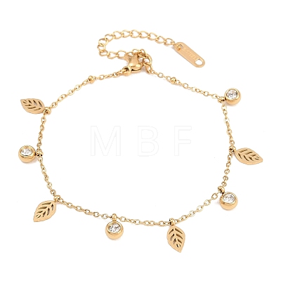 304 Stainless Steel & Rhinestone Charm Bracelets BJEW-B171-15G-1