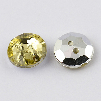 2-Hole Taiwan Acrylic Rhinestone Flat Round Buttons BUTT-F015-10mm-33-1