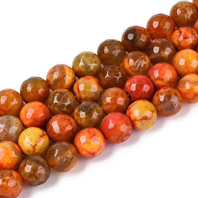 Dyed & Heated Natural Fire Crackle Agate Beads Strands G-N359-01B-09-1
