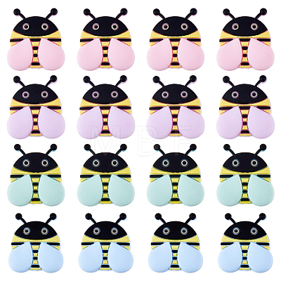 16Pcs 4 Colors Bees Food Grade Eco-Friendly Silicone Focal Beads SIL-DC0001-42-1