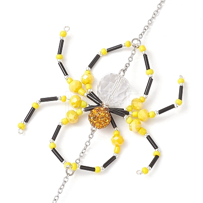 Spider Glass Beaded Hanging Ornaments HJEW-TA00172-01-1