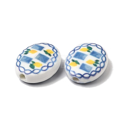 Hand Painted Oval Porcelain Beads PR-CBA03B0-01A-1