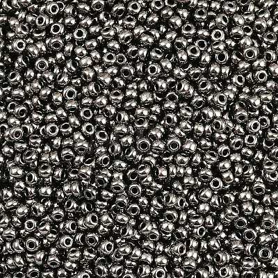 Dark Gray 11/0 Grade A Electroplated Glass Seed Beads X-SEED-Q008-F576-1