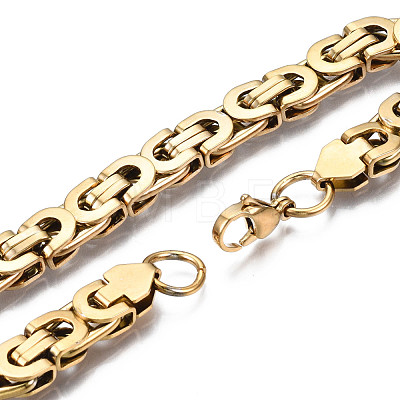 Ion Plating(IP) 201 Stainless Steel Byzantine Chain Bracelet for Men Women BJEW-S057-88B-1