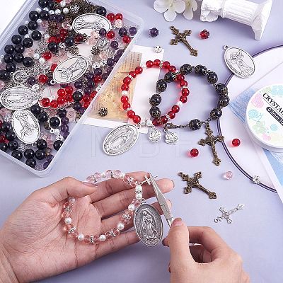 DIY Rosary Bead Necklace Bracelet Making Kit DIY-SZ0009-59-1