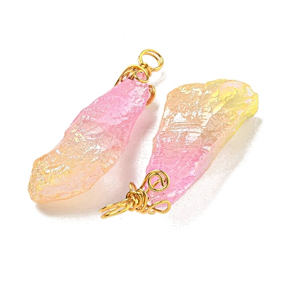 Electroplated Raw Rough Natural Quartz Crystal Big Pendants G-A229-02G-04-1