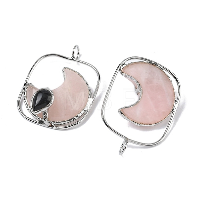 Natural Rose Quartz & Obsidian Big Pendants G-Z142-01P-B01-1