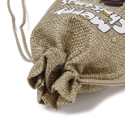 Christmas Printed Burlap Packing Pouches Drawstring Bags ABAG-Q053-02A-01-1