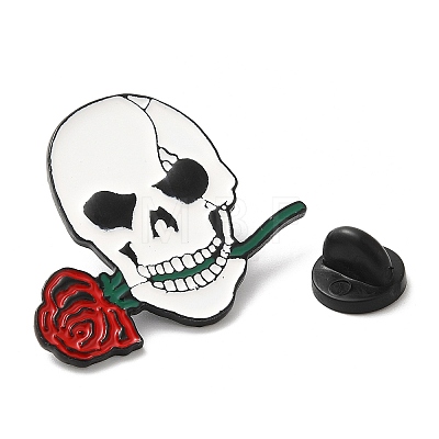 Skull & Rose Enamel Pins JEWB-Z013-01A-EB-1