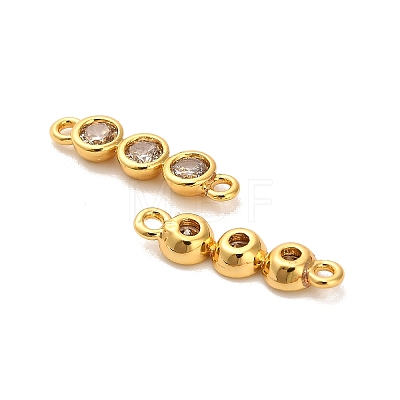 Brass Pave Clear Cubic Zirconia Triple Flat Round Connector Charms KK-H515-02B-G-1