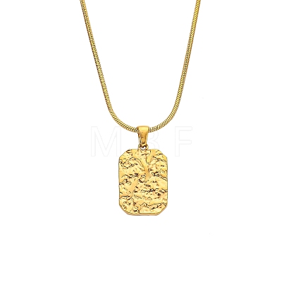 304 Stainless Steel Textured Rectangle Dog Tag Pendant Necklaces for Women WG854E8-02-1