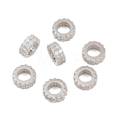 Brass Micro Pave Cubic Zirconia European Beads ZIRC-D026-07P-1
