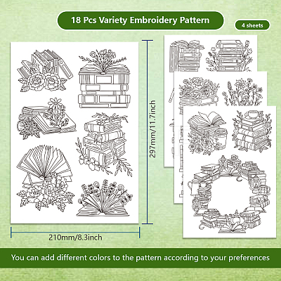 4 Sheets 11.6x8.2 Inch Stick and Stitch Embroidery Patterns DIY-WH0455-045-1