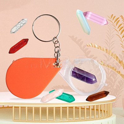 Natural & Synthetic Mixed Gemstone Bullet Pendant Necklace & Link Bracelet & Keychains DIY Making Kit PW-WG86896-01-1