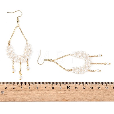 Shell Pearl Beads Dangle Earrings EJEW-JE07453-1