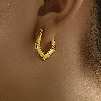 Real 18K Gold Plated Stainless Steel Rhombus Hoop Earrings for Women FV2904-1