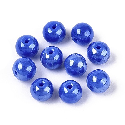 Electroplate Round Glass Beads Strands EGLA-T029-07D-1