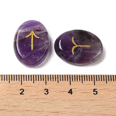 13Pcs Natural Amethyst Rune Stone G-C095-02F-1