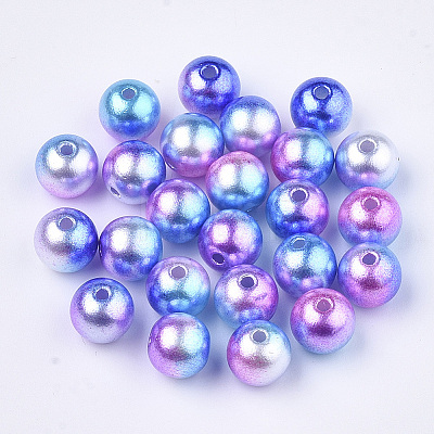 Rainbow ABS Plastic Imitation Pearl Beads X1-OACR-Q174-10mm-06-1