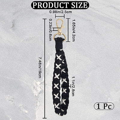 Cotton Handmade Braided Wrist Lanyard Pendant Decorations KEYC-WH0007-001C-1