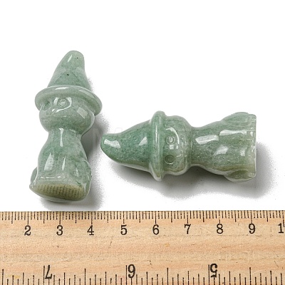 Natural Green Aventurine Carved Healing Cat with Witch Hat Figurines DJEW-D012-07F-1