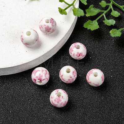 Floral Printed Porcelain Beads PORC-Q201-10mm-3-1